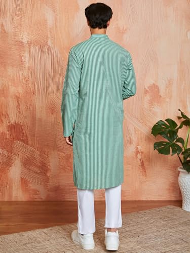 Kurta pyjama en coton Vastramay vert 38 évite la chaleur en fête