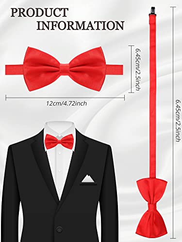 Geyoga 24 Pieces Men's Bow Ties Formal Satin Solid With Adjustable Neck Band Bow Ties For Men (Red) #TOP1