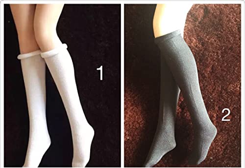 [X2 1/6 Scale Socks ]White+Black High loaded tennis socks For 12" Female Body2