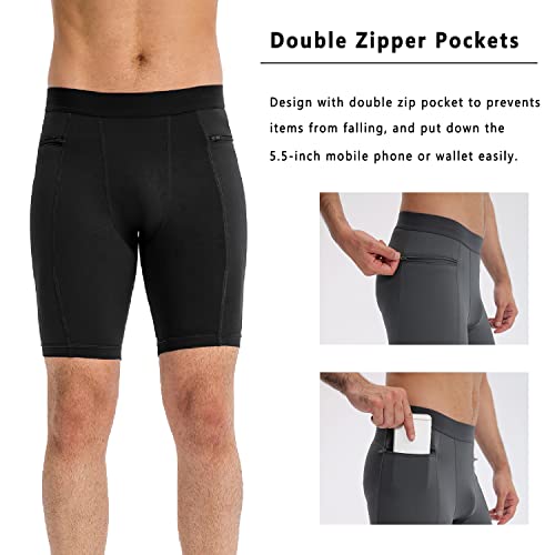 Wragcfm Men's Compression Shorts With Pockets Running Workout Athletic Active Underwear Shorts #TOP2
