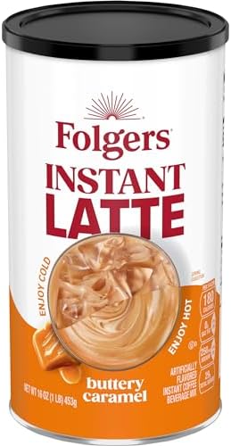 Folgers Buttery Caramel Flavored Instant Latte, 16 Ounce
