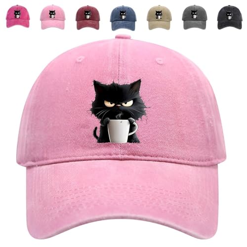Gloryboom Cat Hat, Feral but Fashionable – Cat Hat Edition, Cats Baseball Cap, Hats for Men, Women (US, Alpha, One Size, Pink)