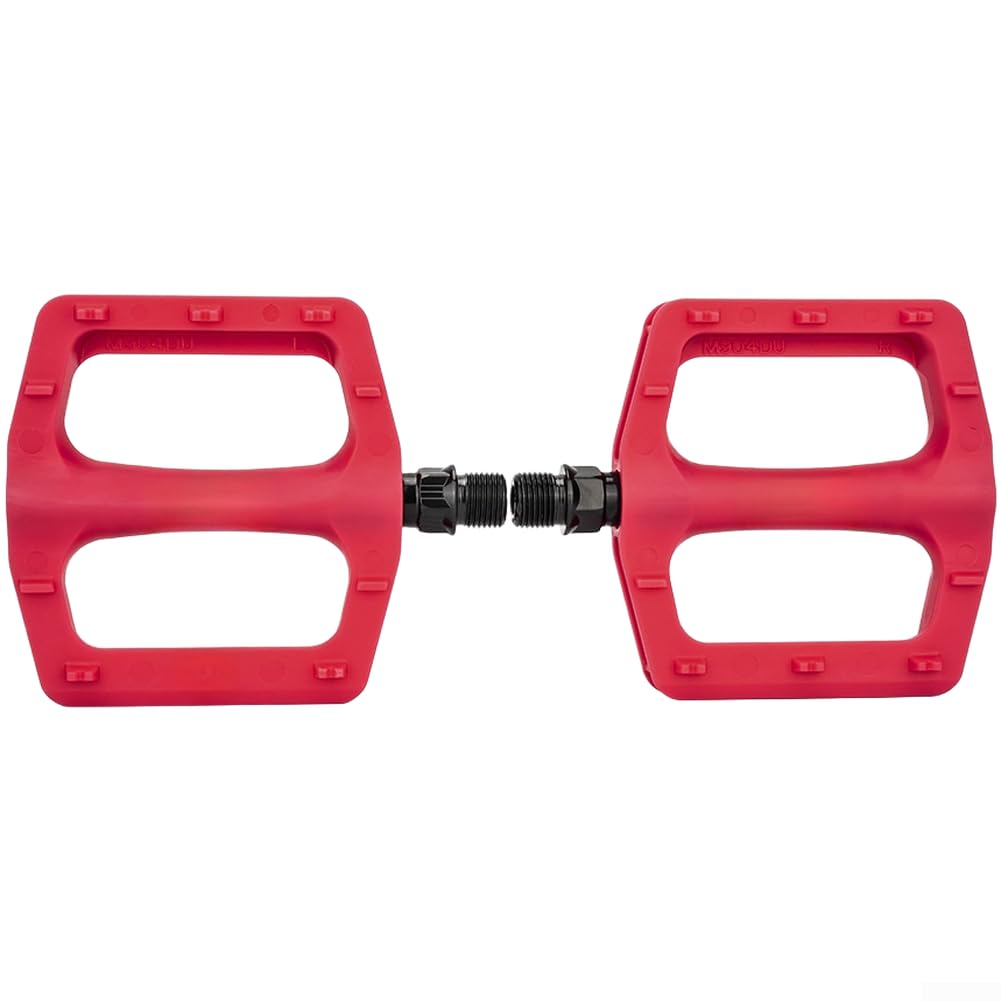 Nylon Bike Pedals, Anti-Slip Design For Mountain Road Folding Bicycles, Lightweight DU Bearing, City Bicycle Pedals(Red)