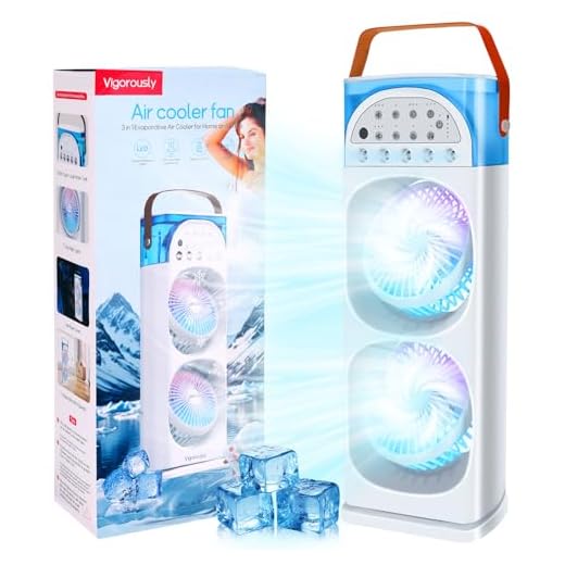 4-IN-1 Portable Air Conditioners, 2400mAh Battery Evaporative AC Air Cooler Humidifier with 3 Speeds 7 Colors Light & 1~3h Timer Personal Mini Conditioner, Desktop Cooling Fan for Home Room Office