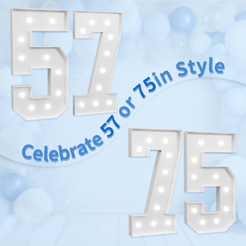 Image of imprsv Marquee Numbers Large 57th-Birthday Decorations: 4ft Light Up Number