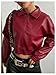 BEAUDRM Women's Y2K Faux PU Leather Jacket Crop Zip Up Motorcycle Coat Long Sleeve Drop Shoulder Motor Bike Jacket Streetwear Burgundy X-Small