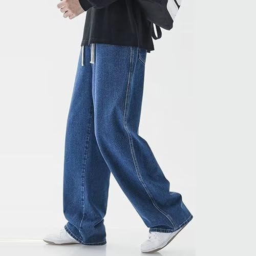 Baggy Jeans for Men Casual Loose Fit Joggers Elastic Waist Drawstring Straight Leg Boyfriend Denim Pants3