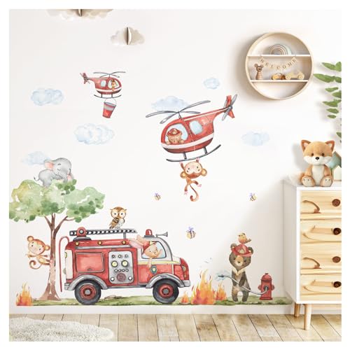 DEKO KINDERZIMMER WTD DK1039-2 Sticker mural XXL Motif pompier