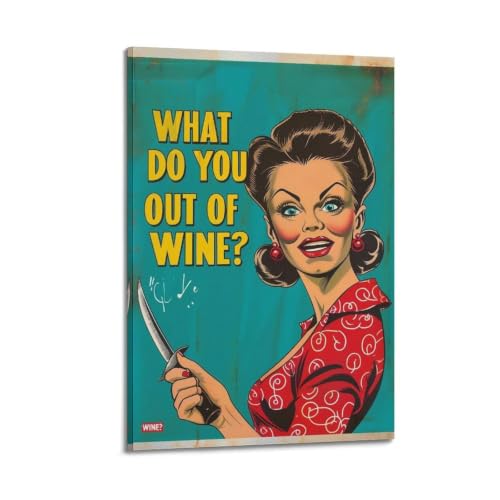 Toile Wine Emergency Housewife 03 poster mural déco vintage salon chambre 60x90
