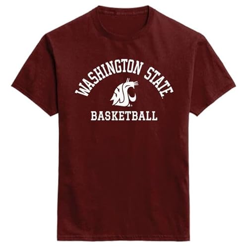 Barnesmith Washington State University WSU Cougs, Adult Unisex, Short-Sleeve T-Shirt, Basketball Gameday Logo, Crimson, Large