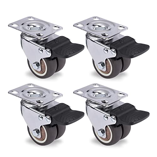 ZYZSTR 4PCS Swivel Furniture Casters Heavy Duty Soft Rubber Rollers Furniture Wheels with Brake Platform for Furniture and Workbench (Color : 4PCS with Brake, Size : 2 inch)