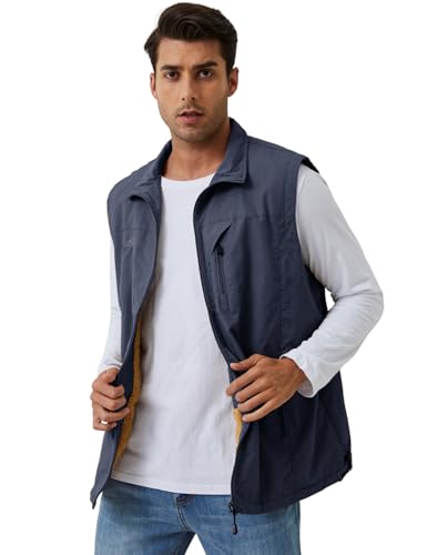 Image of Gihuo Men's Sherpa Lined Fleece Vest Winter Fishing Travel Utility Vest Gilet