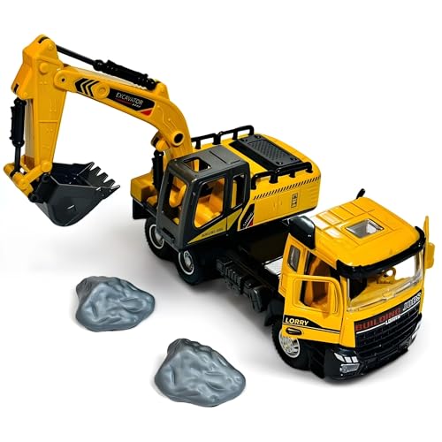 Oyuncak Sesli ve Işıklı Metal 1:28 Ölçek Çek Bırak İnşaat Araçları Kapıları Açılabilen Die Cast Model İş Makinaları (Kepçe)