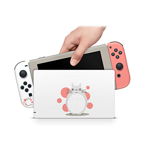 ZOOMHITSKINS Totoro Inspired Studio Pink White Ghibli Tonari Kawaii Anime Japan High Quality 3M Vinyl Decal Sticker Wrap, Nintendo Switch Compatible, Made in the USA