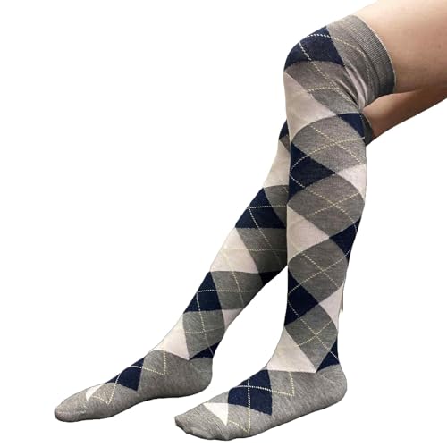 Image of COUVER Women's Thigh High /Over Knee Fashion Argyle Socks, Medium, 1 Pair
