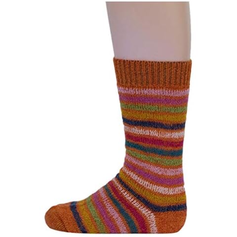 HIRSCH NATUR 016K-09 Wool Socks Plush Sole Colourful Striped / Blue - Multicolour - 6 Cover