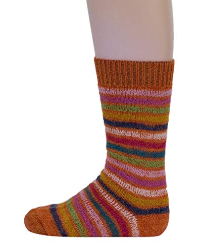 Hirsch Natur, Baby und Kinder Vollplüsch Ringelsocken, 100% Wolle (kbT) (29-30, Orange (Ringel)) Cover