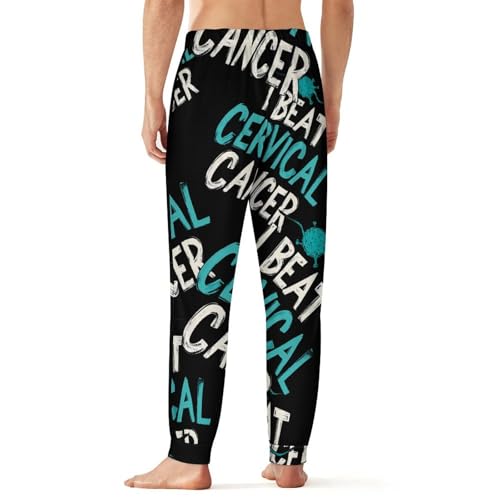 I Beat Cervical Cancer Men's Pajama Bottoms Sleep Lounge Soft Comfy Pants Sleepwear3