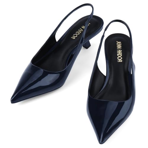 Image of JENN ARDOR Slingback Heels for Women Low Heels Dress Shoes Kitten Pumps Dressy Heeled Sandals Wide Width Fashion Casual Shoes