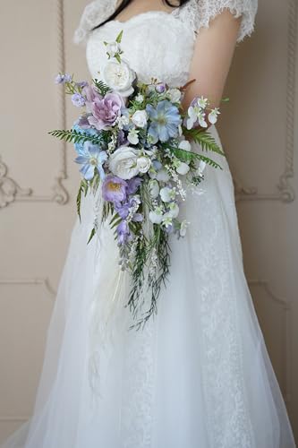 Ramo de Boda de Pasto Pampas Morado y Azul miniatura 3