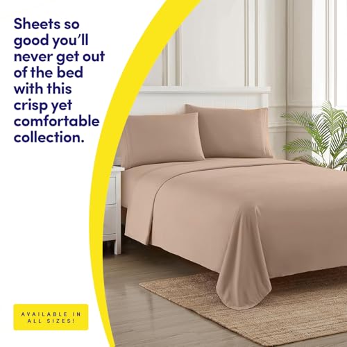 Image of 1500 Supreme Collection Queen Sheet Sets Taupe - Luxury Hotel Bed Sheets and Pillowcase Set for Queen Mattress - Extra Soft, Elastic Corner Straps, Deep Pocket Sheets, Queen Taupe