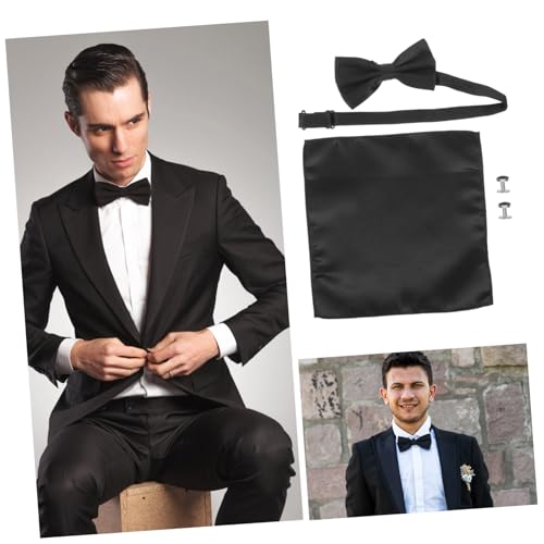 Set para hombres con moño y pañuelo de seda miniatura 4