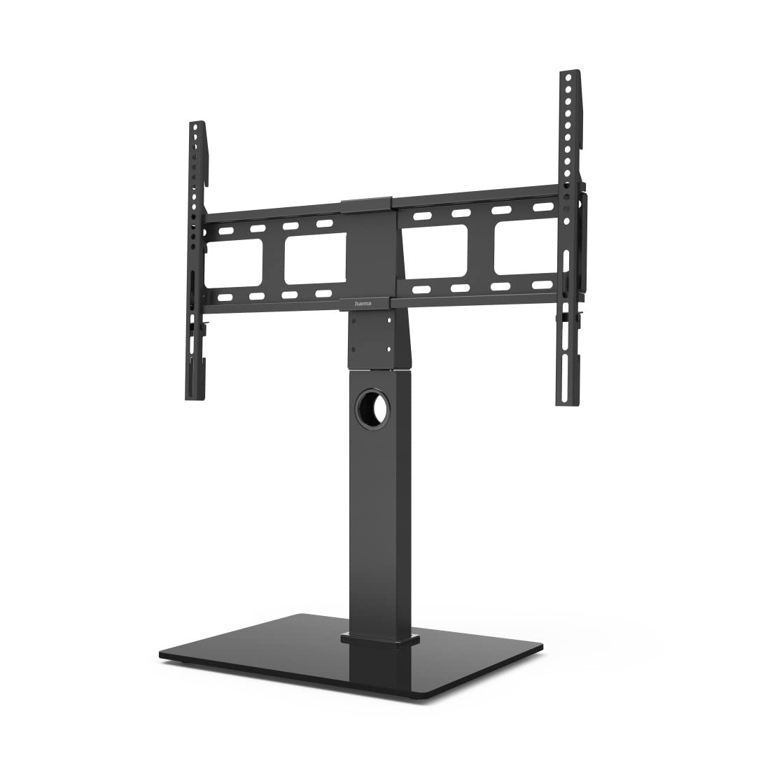 Hama Support TV sur Pied Pivotant 60° Réglable en Hauteur Garantie 10ans (Socle pour TV 32 à 65 Pouces, Base en Verre trempé, Cache Cables, jusqu'à 40kg, VESA jusqu'à 600 x 400) Noir