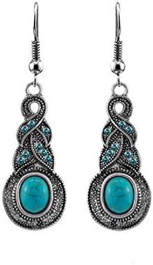 Yellow Chimes Earrings for Women and Girls | Bohemian Style Blue Stone Silver Oxidised Drop Earring | German Silver Earring | Round Drop Earrings | Accessories Jewellery for Women | Birthday Gift for Girls and Women Anniversary Gift for Wife
