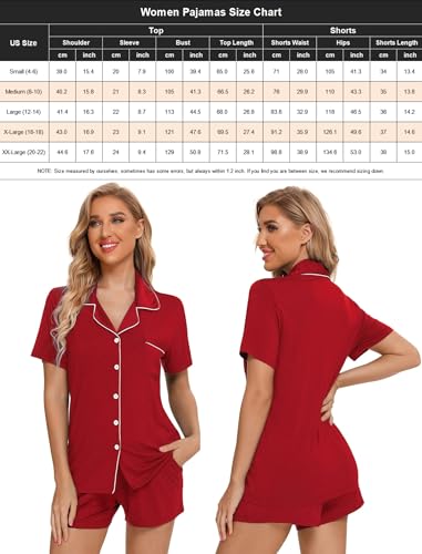 Image of Pjmlifecoco Women's Modal Pajama Set Short Sleeve Button Down Two Piece Soft Sleepwear with Shorts Loungewear S-XXL