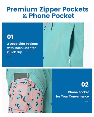 Image of maamgic 5inch Mens Swimming Trunks with Compression Liner 2-in-1 Swim Trunks Stretch Quick Dry Swim Shorts Zipper Pockets