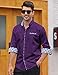 HOTOUCH Men's Dress Shirts Long Sleeve Slim Fit Plaid Collar Button Up Shirts Purple
