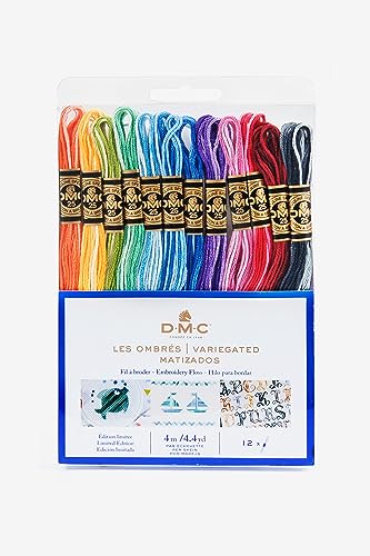 DMC   Surtido de hilos Mouliné colores Sombra, 100% algodón   12 ovillos de 4 metros | Hilo de bordar, punto de cruz ideal, pulsera brasileña, pasatiempos creativos | idea de regalo