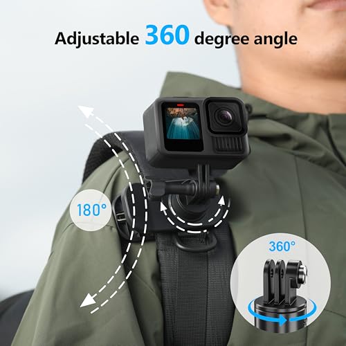 Image of STARTRC PHOTO Magnetic Backpack Strap Mount Quick Clip for GoPro Hero 13, 360 Rotation Backpack Clamp Mount for 13 Black,12 /11, for DJI Action 5 Pro Accessories, Quick Fixation