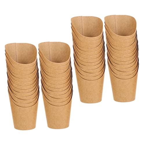 KOMBIUDA 50 Uds Taza Helado Patatas Fritas con Tazas Contenedores Comida Papel Kraft Soportes para Patatas Fritas Soportes Compactos para Aperitivos Tazas Comida Frita Pequeños