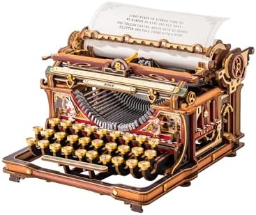 ROKR Schreibmaschine 3D Holzpuzzle Für Erwachsene, Mechanikmodell LK703C | Vintage Märchenstil, Retro Deko fürs Homeoffice, DIY Geschenk für Männer und Frauen, kreative geduldige B