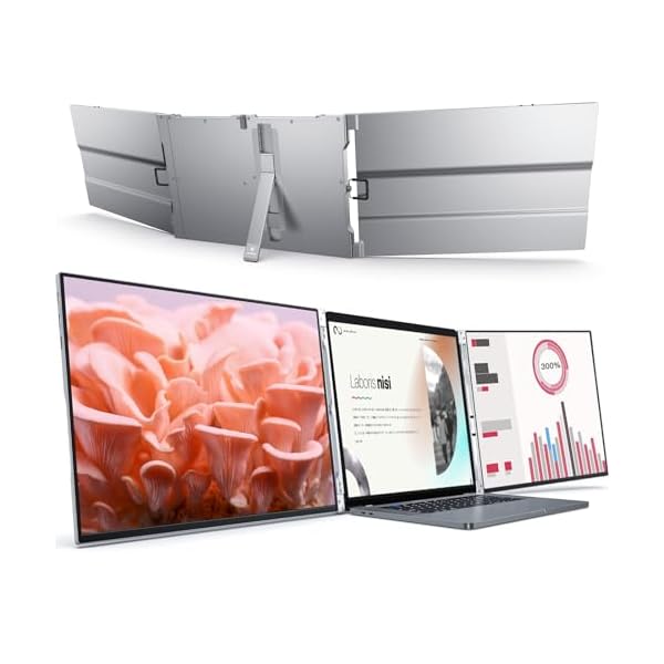 L LIMINK 14 inch Portable Triple Monitor for Laptop, 14" 1200P IPS Triple Screen Laptop Monitor Extender, Triple Screen Laptop Monitor Extender with USB-C & HDMI, Compatible Mac & Wins 13-16" Laptop