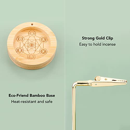 Zenbless Eco-Friend Incense Holder For Sticks, Upside-Down Incense Burner,7 Chakra Bamboo Insence-Stick Holder With Brass Incense Stick Stand Palo Santo Holder, Decoration For Meditation Yoga Spa Room #TOP3