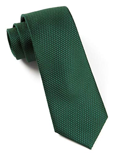 The Tie Bar 100% Woven Silk Hunter Green Grenafaux Solid Textured 2 Inch Skinny Tie