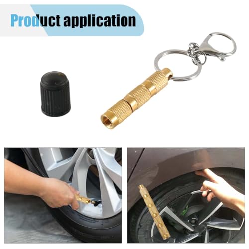 Image of smilfuy 4 in 1 Brass Air Down Tire Deflator, Offroad Tyre Deflation Valve Tool | Portable Design, Car Tire Pressure Relief Bleeder Set, Heavy Duty Off-Road Accessories, Keychain Storage, Valve Cap Included