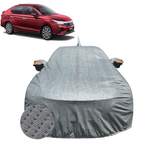 Image of Car Cover for Honda City (2020-2026) | 100% Waterproof Cover with Antenna & Reflective Mirror Pockets | Dustproof, Scratchproof, Heatproof Honda City Car Cover |Soft Cotton Lining| Grey