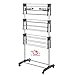 Etendage à Linge Séchoir à Linge etendoir Linge Interieur Séchoir à vêtements 3 étages 4 Roues Ailes latérales Tubes en Acier Inoxydable Stockage Inferieur pour Chaussures(72*56*152cm (Gris))