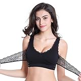 KBRPEY Sujetador Deportivo Mujer Encaje Sujetador Sin Aros Sujetador de Entrenamiento para Yoga Fitness Ejercicio Corriendo Sujetadores para Espalda Descubierta(Negro XL)