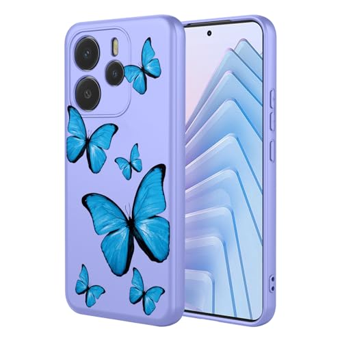 KOARWVC Phone Case for Redmi Note 14 4G Case, 24117RN76G, 24117RN76O, 24117RN76E Case Cute Butterfly Pattern Protective Soft TPU Phone Cover for Xiaomi Redmi Note 14 4G Purple Butterfly