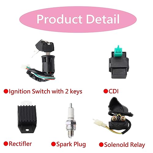 Image of PRO BAT 50cc ATV Full Wiring Harness Coil CDI NGK Spark Plug Assembly Kits