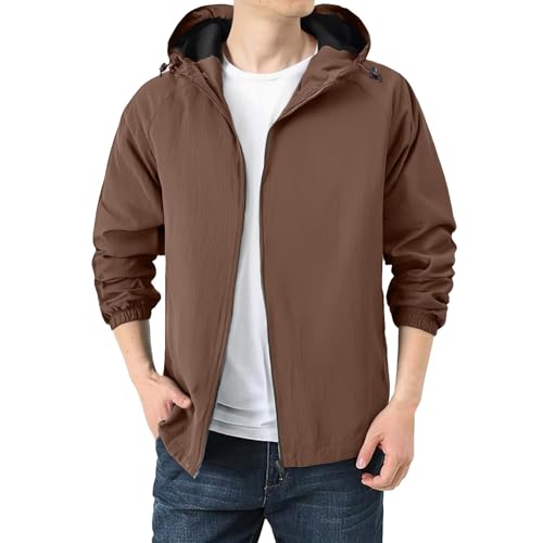 RUMAOZIA Chaqueta de otoño para hombre con capucha, chaqueta deportiva para hombre, informal, ligera, de verano, chaqueta de primavera de manga larga, chaqueta de entretiempo, chaqueta ligera para el