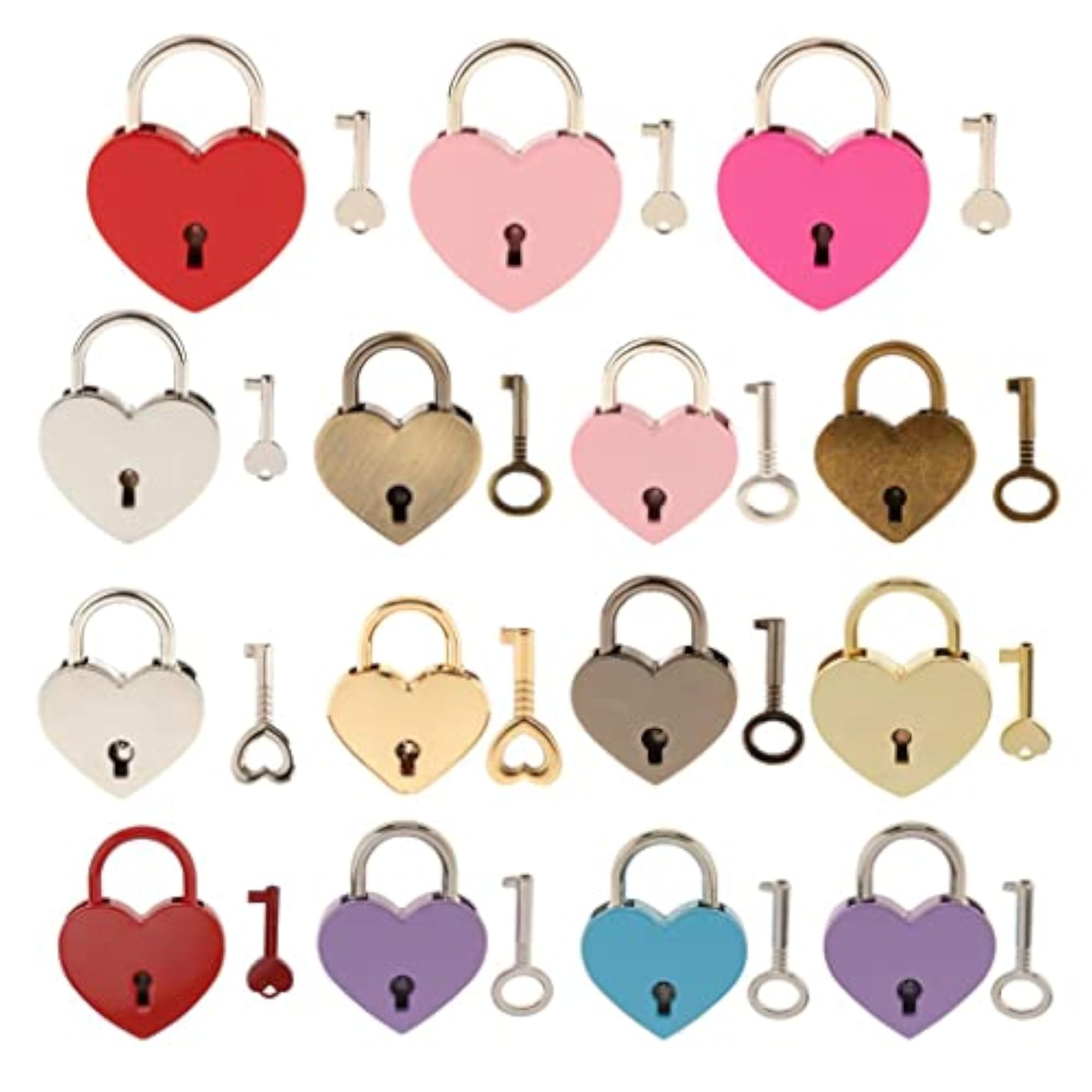 Heart Shape Love Lock & Key Vintage Travel Locker Set
