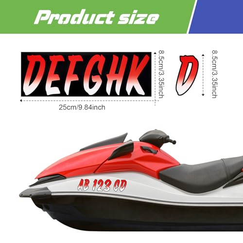 Image of MotiMind 30 Pcs Boat Registration Numbers 0 to 9 and Name Decal Letters A to Z Waterproof Marine Boat Registration Numbers Custom Vinyl Stickers for Yachts Personal Watercraft(Gradient,Red)
