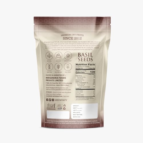 Image of GreenFinity Healthy Basil Seeds | Rich in Omega-3, Dietary Fibre, and Antioxidant | Raw Sabja Seeds for Weight Management, Immunity Booster, Digestion, Salads, Snacks, Smoothies (1Kg)