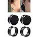 Double Flared Black Acrylic Ear Tunnel Plugs Gauges Expanders Saddle Hollow Tunnels Stretcher Earrings for Men Women Cute Lobe Stretching Body Piercings Jewelry 2 Pairs Set Gifts (1/2
