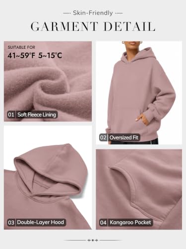 ATHMILE Womens Oversized Hoodies Fleece Sweatshirts with Pocket Dark Pink - image 4